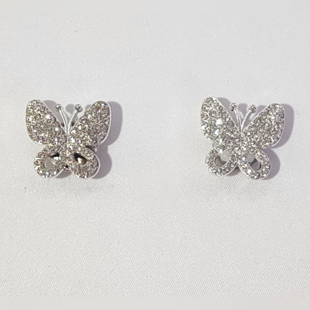 2 Silver Butterfly Show Crocs Shoe Charms Jibbitz